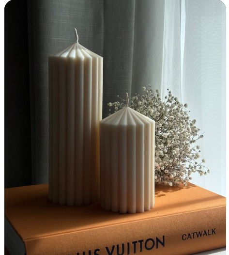 Ribbed Pillar Candle